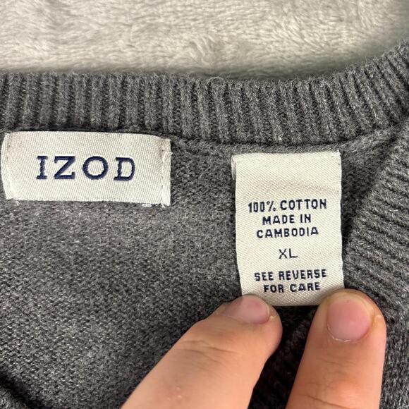 Izod Casual Streetwear 100% Cotton Comfy Gray Preppy Sweater XL - Picture 3 of 5